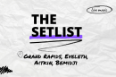 "The Setlist" and "Grand Rapids, Eveleth, Aitkin, Bemidji" written over a crumpled paper background.