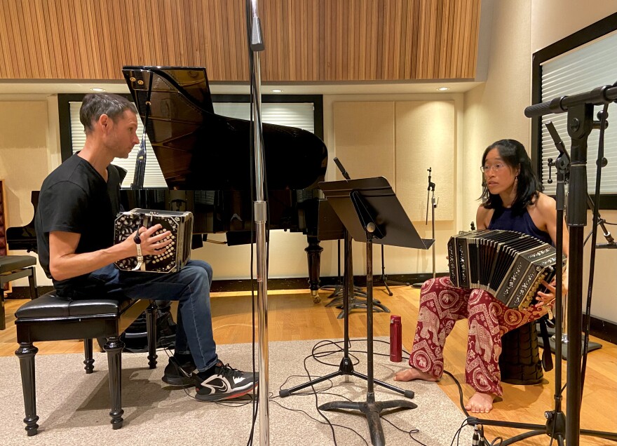 Hugo Sattore and Winnie Cheung perform in IPR's Studio A