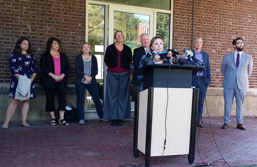 Jennifer Rizzo-Choi, interim executive director of the International Institute of Buffalo, speaks during an update on the Buffalo United for Afghan Evacuees campaign Thursday, September 16, 2001