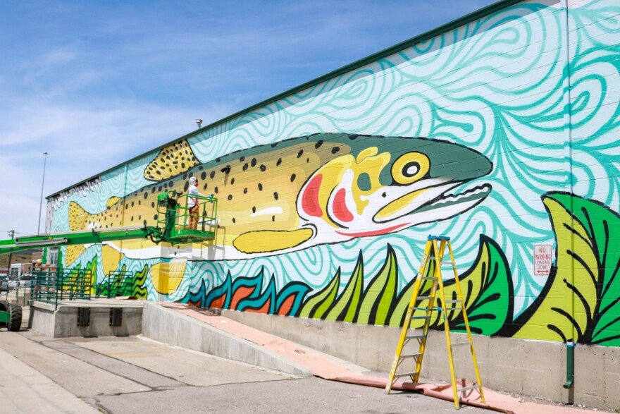 Artists have been working all week to complete their pieces for the Saturday meet and greet event along West Temple from Main St. to 300 West, where the public is invited to come do a gallery walk around the neighborhood and chat with the artists.