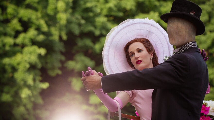 Gillian Anderson plays Media in <em>American Gods</em>.