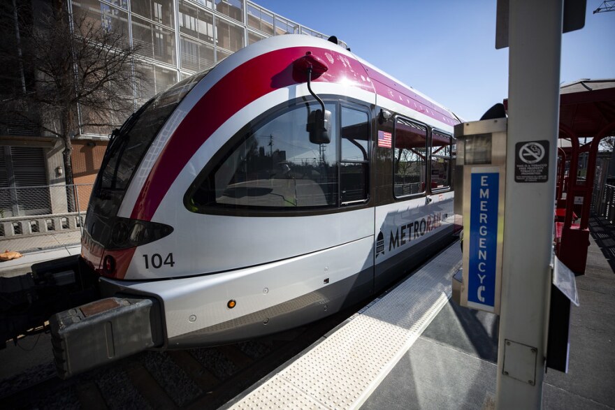 A train at the Red Line station in downtown Austin.