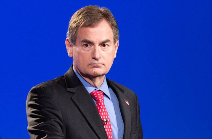State Treasurer Richard Mourdock, seen here during a 2012 debate with Sen. Richard Lugar that was broadcast from WFYI, is stepping down from his post.