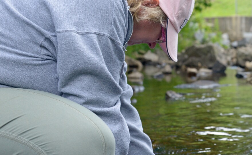 Teacher gathering water