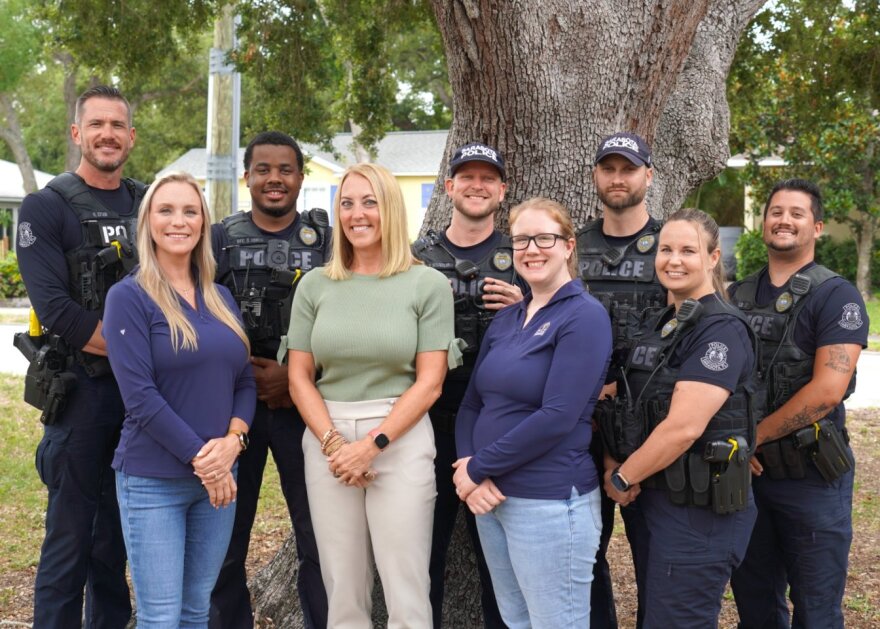 The Sarasota homeless outreach team includes police officers from the Sarasota Police Department and civilian case workers.