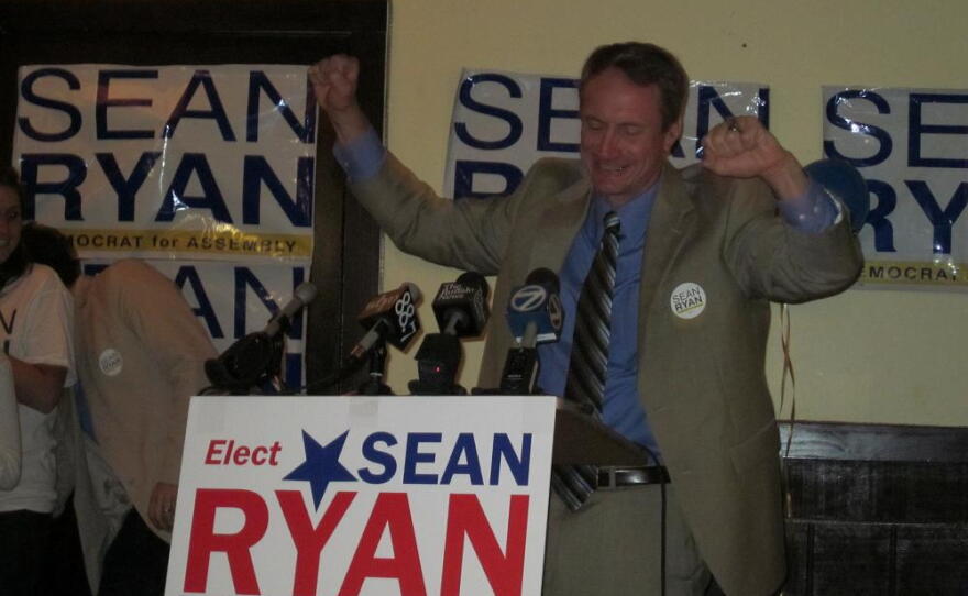 State Assemblyman Sean Ryan, seen here winning his special election last month, tells WBFO that State Senator Mark Grisanti's decision to remain a Republican is good for getting bills passed that support Western New York.