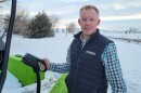 Tad Huser of Highline Electric shows off his company's EV fast charging station in Julesburg, CO