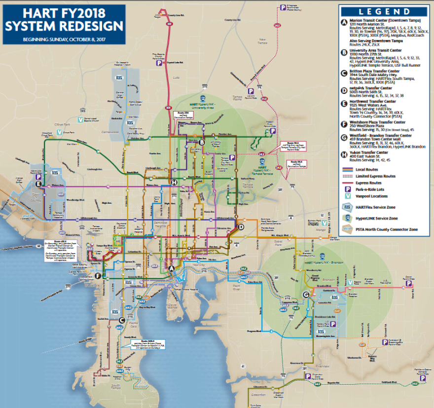 Map of the new HART routes