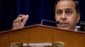 Chairman Rep. Raja Krishnamoorthi, D-Ill., questions CDC Principal Deputy Secretary Dr. Anne Schuchat as she appears before a House Oversight subcommittee hearing on lung disease and e-cigarettes on Capitol Hill in Washington, Tuesday, Sept. 24, 2019.