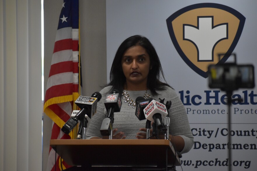 Peoria City/County Health Department Administrator Monica Hendrickson provides a daily COVID-19 update at the health department on Tuesday, April 21, 2020.