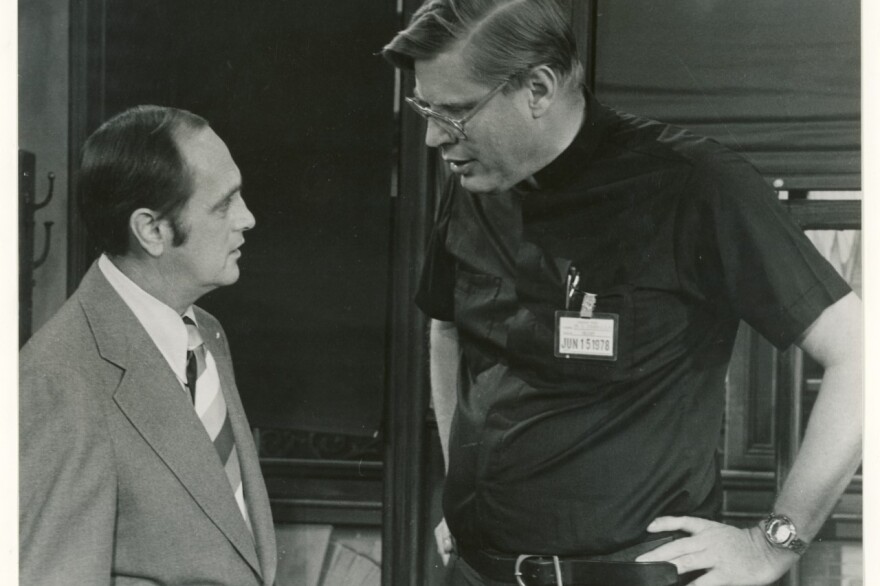 Actor Bob Newhart was a guest on "Insight", the nationally-syndicated TV series produced by Father "Bud" Kieser