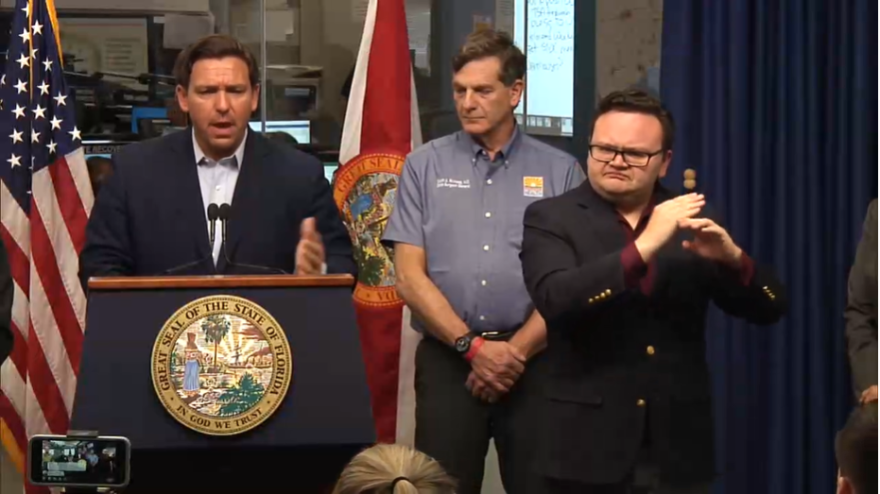 Florida Gov. Ron DeSantis brief the media Saturday.