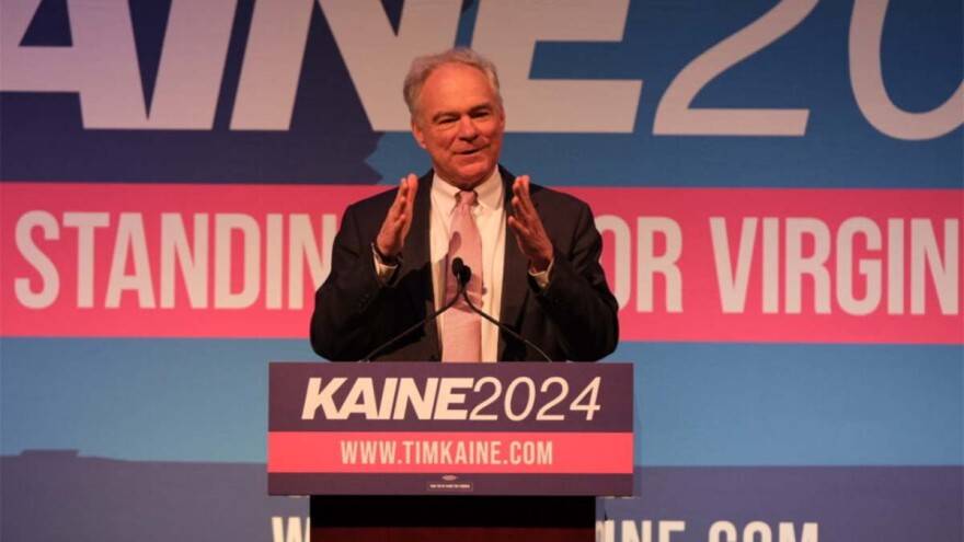 U.S. Sen Tim Kaine, D-Va., kicked off his 2024 reelection bid this week with a campaign stop in Richmond. (Graham Moomaw/Virginia Mercury)