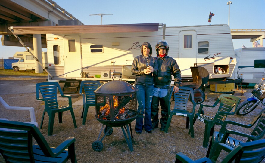 Terrilynn and Mike Benintende, Mardi Gras camp, Mobile.