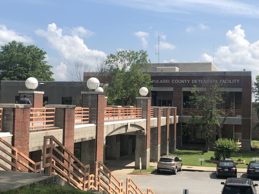 The entrance to the Pulaski County Regional Detention Facility in Little Rock is seen in this file photo from May 23, 2023.