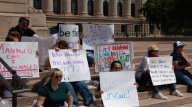 Oklahoma providers hold a rally on April 26 at the Oklahoma State Capitol against the state’s transition to managed Medicaid, or SoonerSelect.