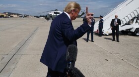 President Donald Trump walks off after speaking with reporters after arriving at Andrews Air Force Base, Thursday, Sept. 26, 2019, in Andrews Air Force Base, Md. (Evan Vucci/AP)