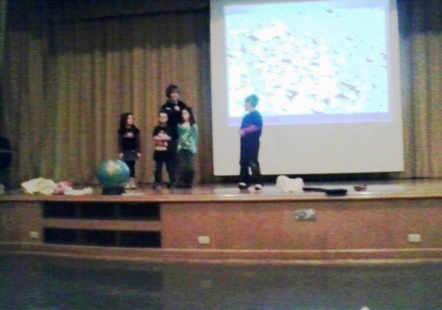 Students at Dodge Elementary School learn about melting ice caps