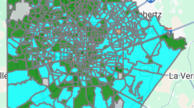 Election night map shows neighborhoods that voted "yes" on Prop B in green and those that voted "no" in blue.
