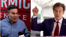  Left: David McCormick, a Republican candidate for U.S. Senate in Pennsylvania. Right: Dr. Mehmet Oz, who is running for the same seat.