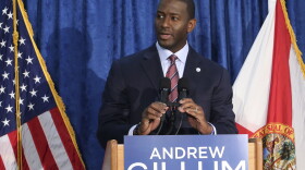 Andrew Gillum the Democrat candidate for governor speaks at a news conference on Saturday, Nov. 10, 2018, in Tallahassee, Fla.