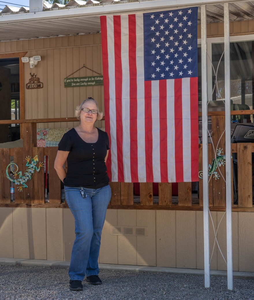 Teresa Blazer is seen at her home in Shady Cove.