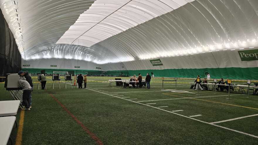 Voting at the Hodag Dome in Rhinelander on April 7, 2026.