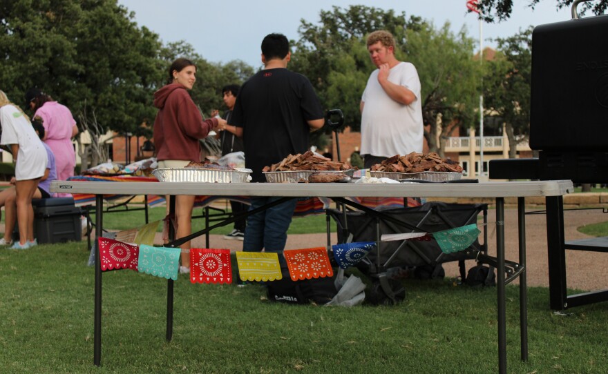 Food table of meats.