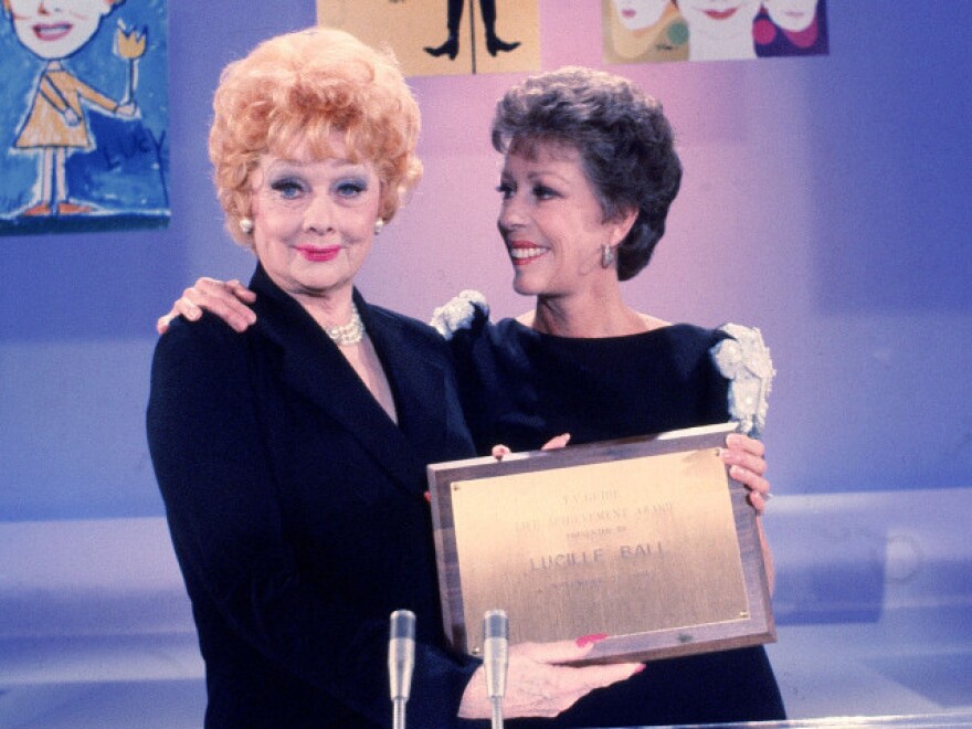 Burnett (right) and Lucille Ball became "joined at the hip" early on, Burnett says. They pose together in 1982 when Ball received a TV Guide Life Achievement Award.