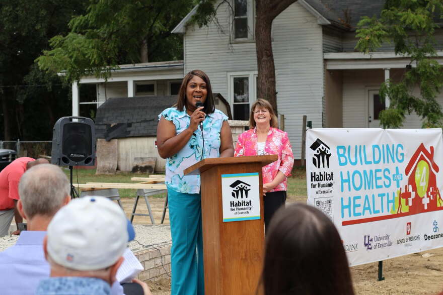 Evansville Mayor Stephanie Terry at a Habitat groundbreaking, Sept. 9, 2026