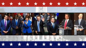 Candidates from left to right: Chris King, Andrew Gillum, Gwen Graham, Jeff Greene, Philip Levine, Ron DeSantis and Adam Putnam.