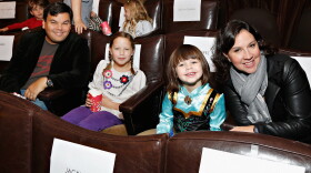 Robert Lopez, Kristen Anderson-Lopez, and their daughters, who appear as singers (and accidental lyricists) in <em>Frozen</em>.