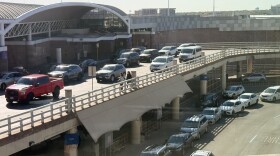 The upper lanes of Terminal Drive are for departing passengers and the lower lanes are for arrivals. The outer lane if for rideshare and ground transportation.