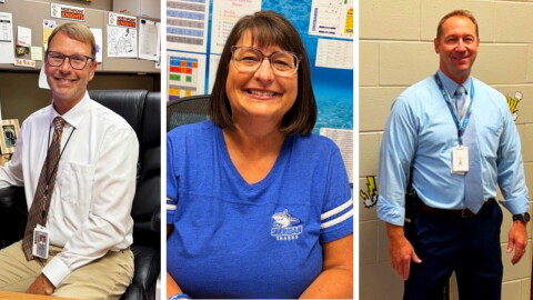 Twin City school principals, from left, Matthew Harr, Danel Behrends-Harr and Scott Peters. They're retiring at the end of this school year.