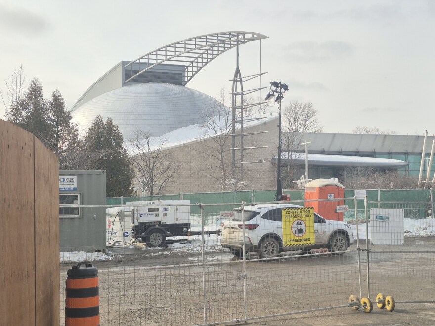 A now closed Ontario Science Centre under construction. 