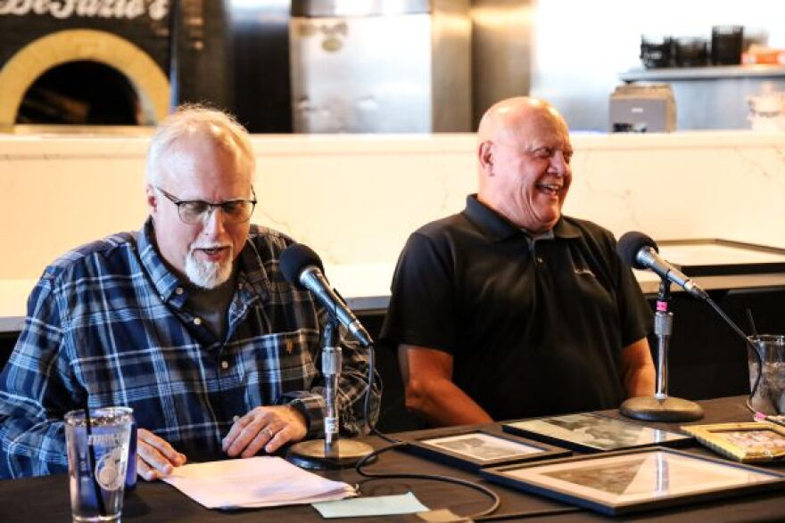 Ray Graf and Rocco DeFazio laugh it up as the live show begins
