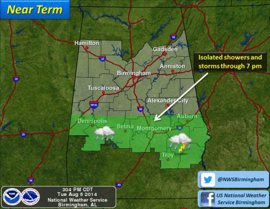 Forecasters have issued a flood advisory for several areas of central Alabama.