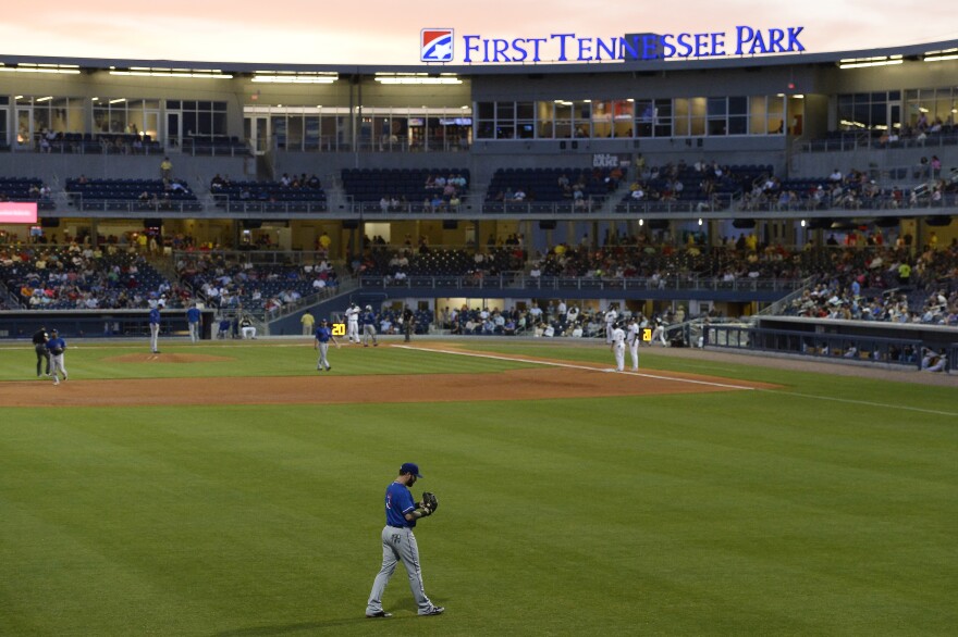 While there has been some surrounding development since First Tennessee Park opened in Nashville in 2015, planned projects have moved more slowly than expected. Here the minor league ballpark is seen in 2015. (Mark Zaleski/AP)