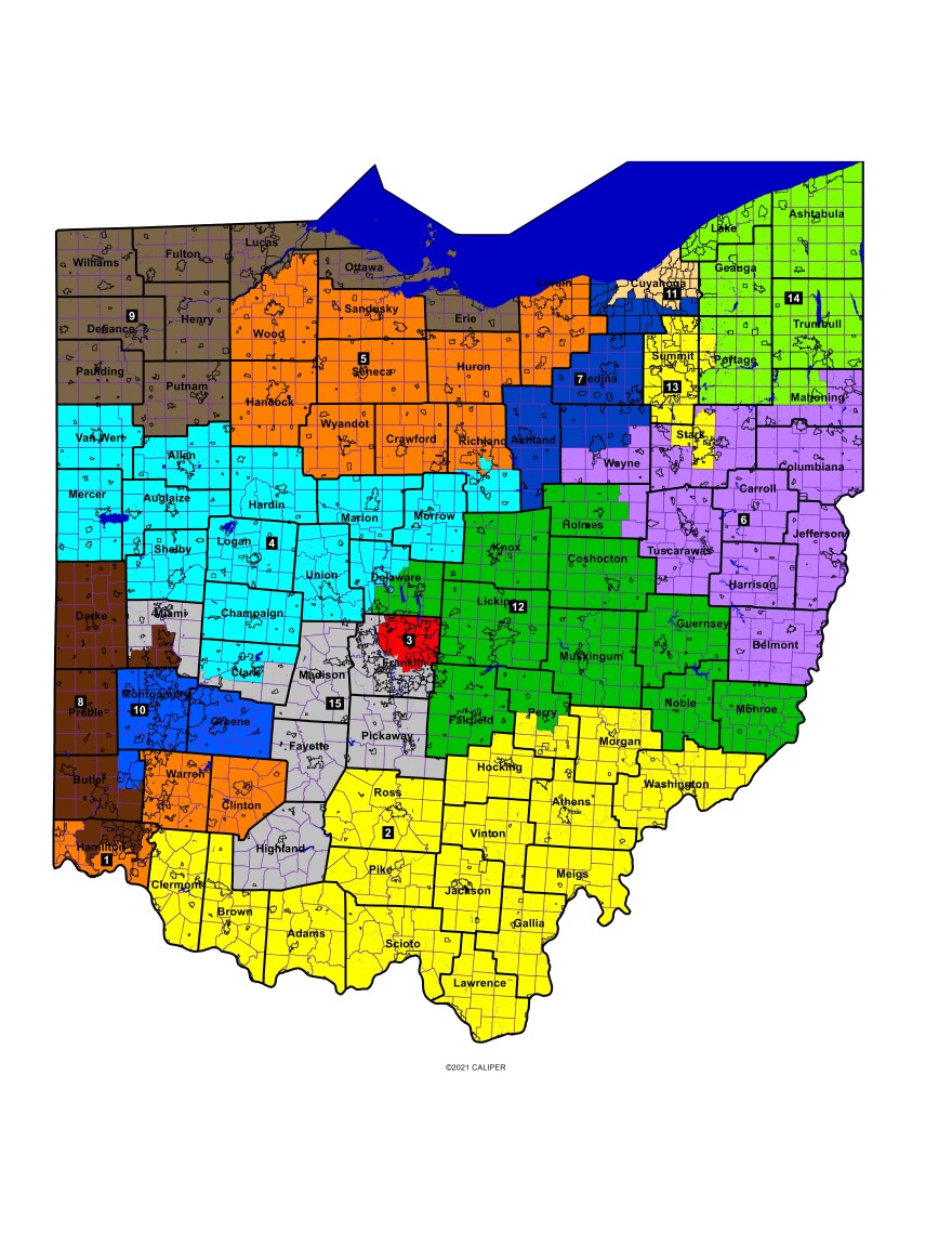 2026 Ohio congressional districts, approved by Ohio Redistricting Commission on Oct. 31, 2025.