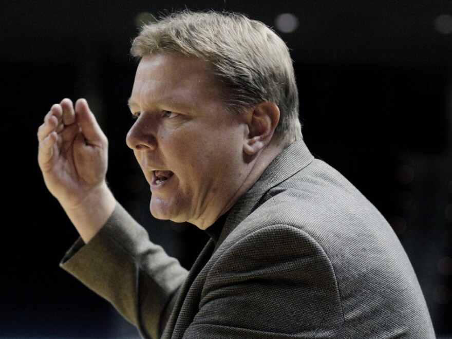 Oklahoma State women's basketball coach Kurt Budke during a game last February. He died in a plane crash Thursday night in Arkansas.