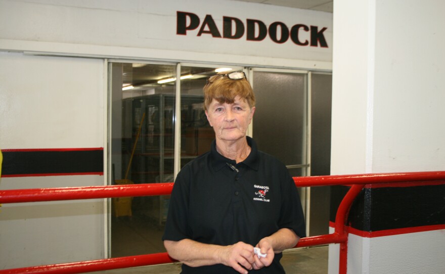 Nancy Guimond, the paddock judge at the Sarasota Kennel Club