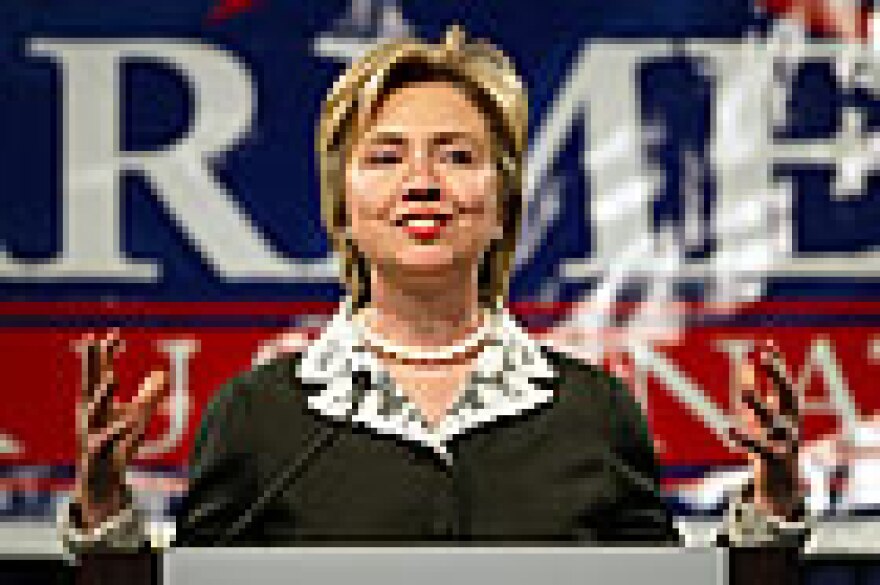 Hillary Clinton was in St. Louis Saturday, campaigning for Nancy Farmer. (UPI photo)