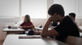 Students with disabilities attend a class at a middle school. (Photo by Philippe Lopez/AFP via Getty Images)