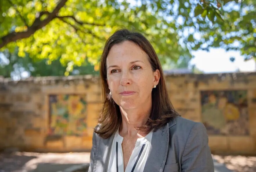 Sarah Wheat, chief external affairs officer for Planned Parenthood of Greater Texas, poses for a portrait in Austin on Oct. 1, 2025