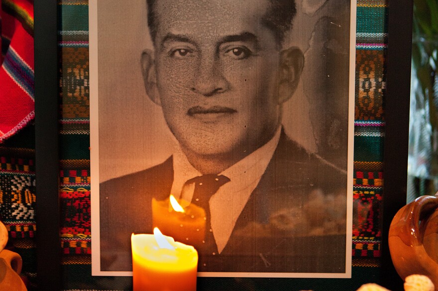 Photographs: Images of loved ones who have died are placed on the altar. This photograph shows Teodomiro Nrquiola; his great-grand son, Luis Alipaz, placed it on an altar at the Smithsonian's National Museum of the American Indian.