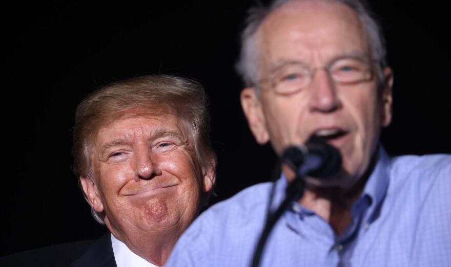 Former President Donald Trump endorsed Iowa Sen. Chuck Grassley during a rally at the Iowa State Fairgrounds on Oct. 9 in Des Moines.