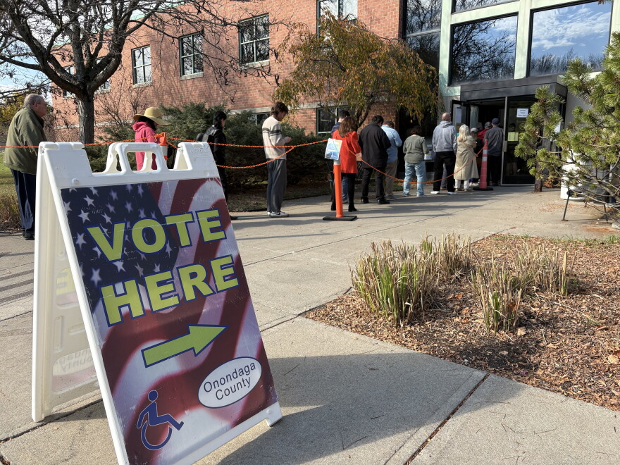The DeWitt early voting site has consistently been one of the busiest this election cycle, with a line snaking out the door.