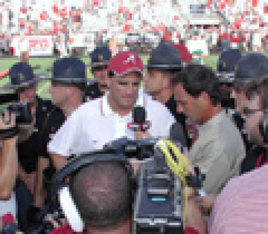 Coach Shula is interviewed on national television after his first win