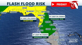 The risk of flash flooding will ramp up by Friday, with areas of the Panhandle and North Florida most susceptible to flooding. (Justin Ballard/Weather Prediction Center)