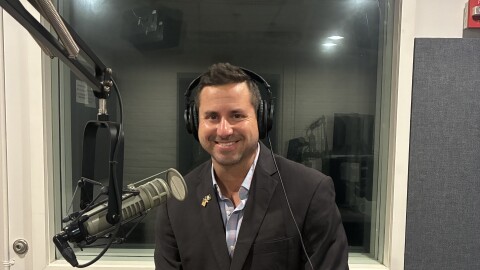 Candidate Kelly Roberts in studio at WHQR.